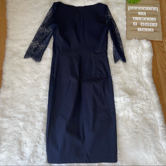 Missmay Retro Gorgeous City Stretchy Navy Blue Lace Bodycon Dress size medium* - Picture 9 of 15